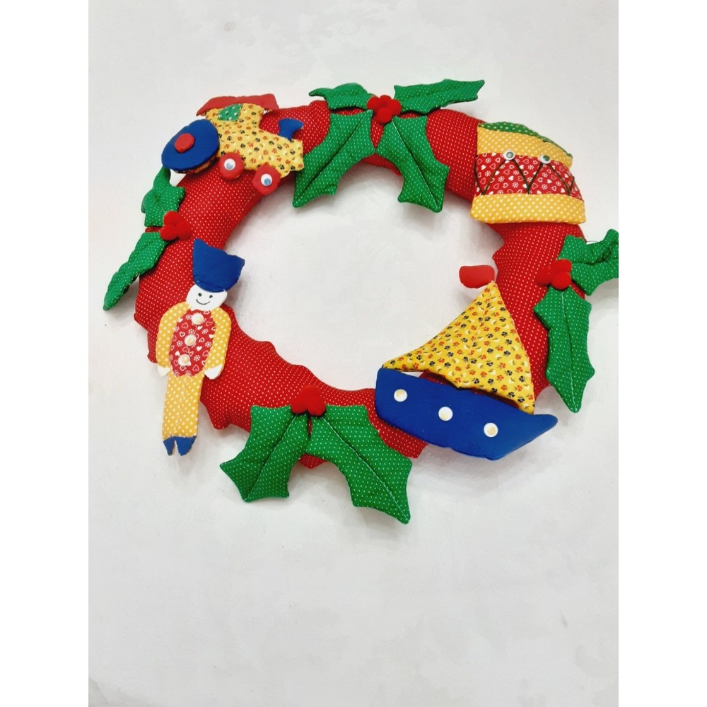 Christmas Holiday Wreath Handmade By Silvia Segrist Multicolor Cloth Fabric Toys